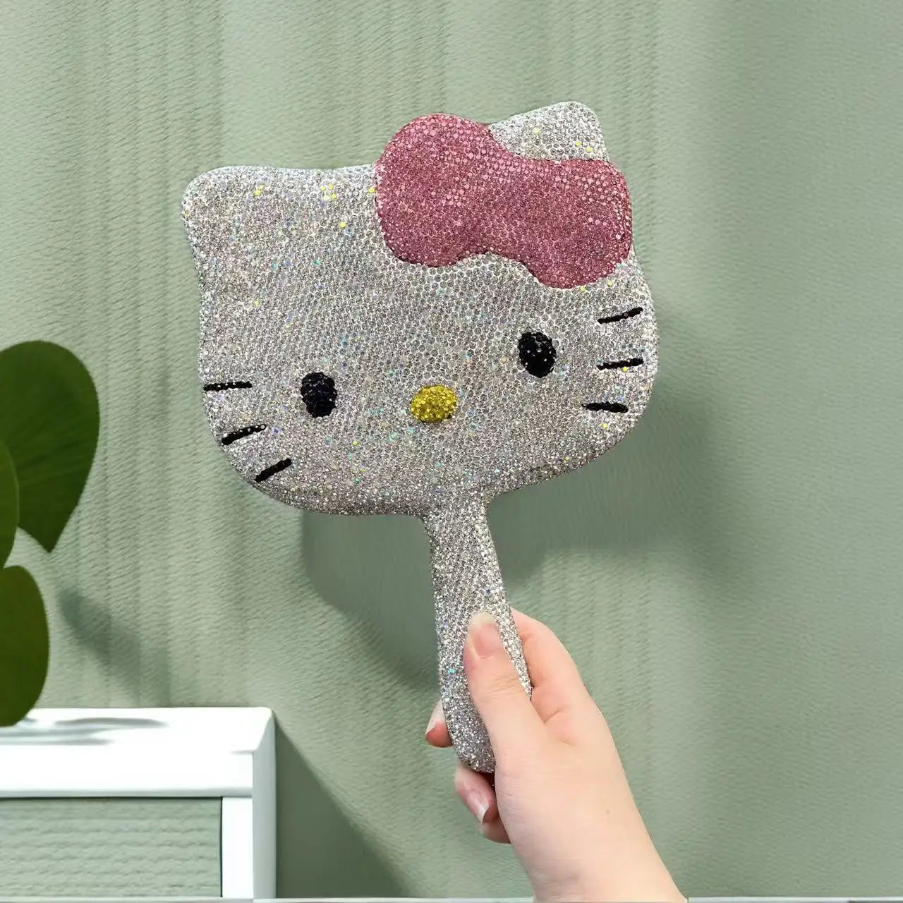 Hello Kitty Mirror Diamond Princess Handheld Makeup Mirror Finished Product for Girlfriend Birthday Gift Women Girls Accesorios