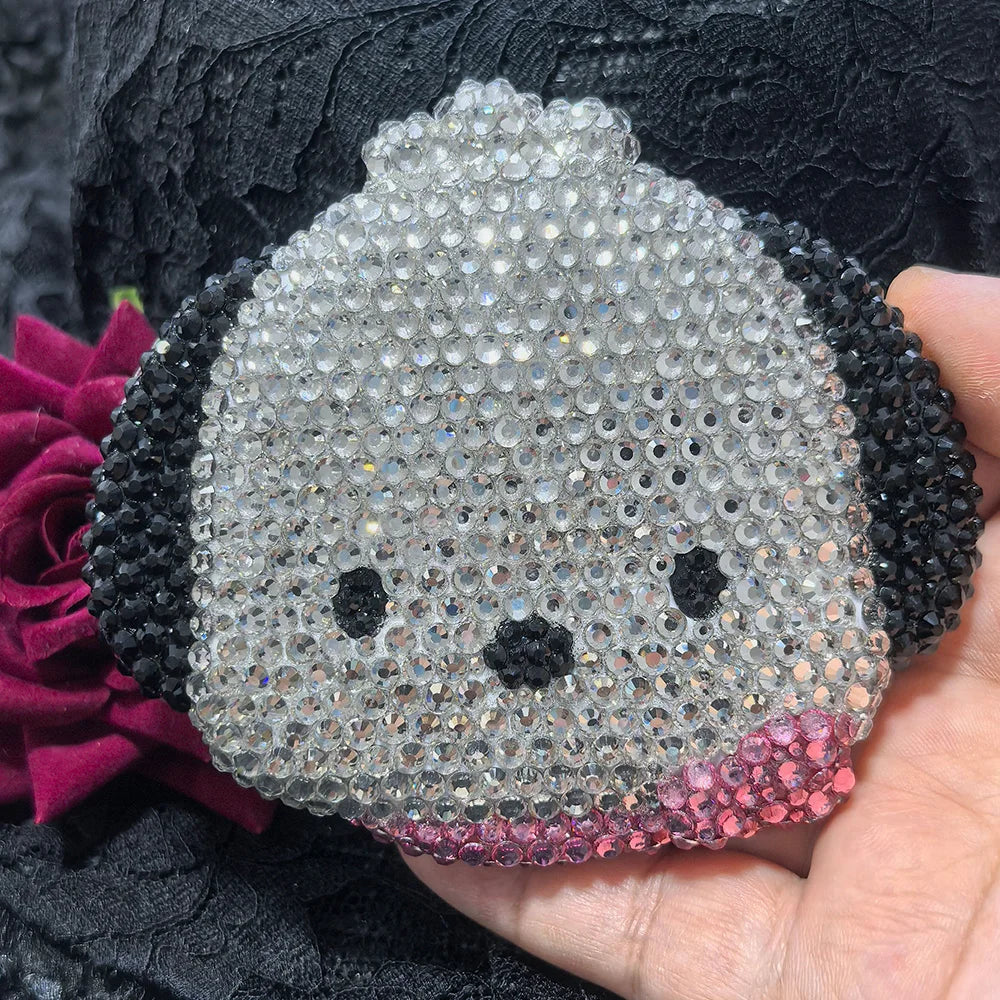 Hello Kitty Shiny Sticking Diamond Makeup Cartoon Lovely Mini Mirrors And Combs Combination Portable Trendy Gift Room Decoration