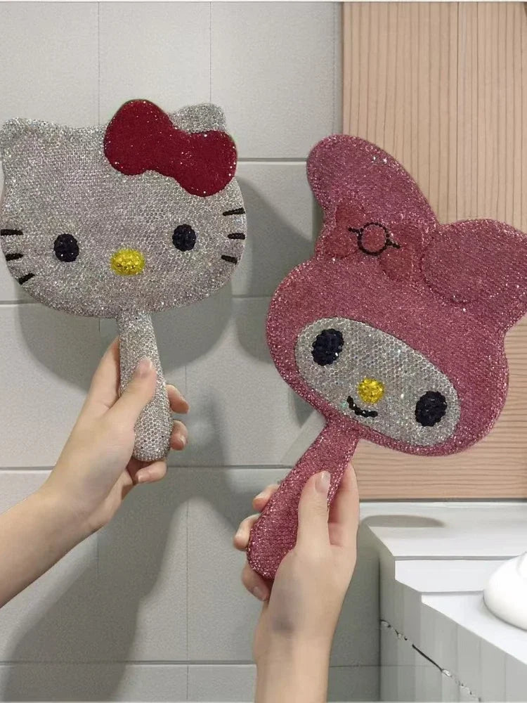 Hello Kitty Mirror Diamond Princess Handheld Makeup Mirror Finished Product for Girlfriend Birthday Gift Women Girls Accesorios