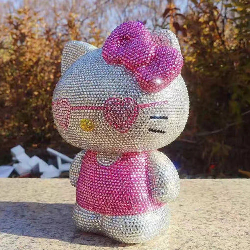 Desktop decora Hello kitty Handmade Coin Storage Box Rhinestones Crystal Bank Money Boxes Storage Kids Home Decor Money Gift